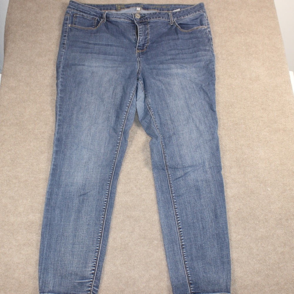 True Craft Womens Mid‎ Rise Skinny Jeans Blue Denim Size 18 Stretch Casual Pants